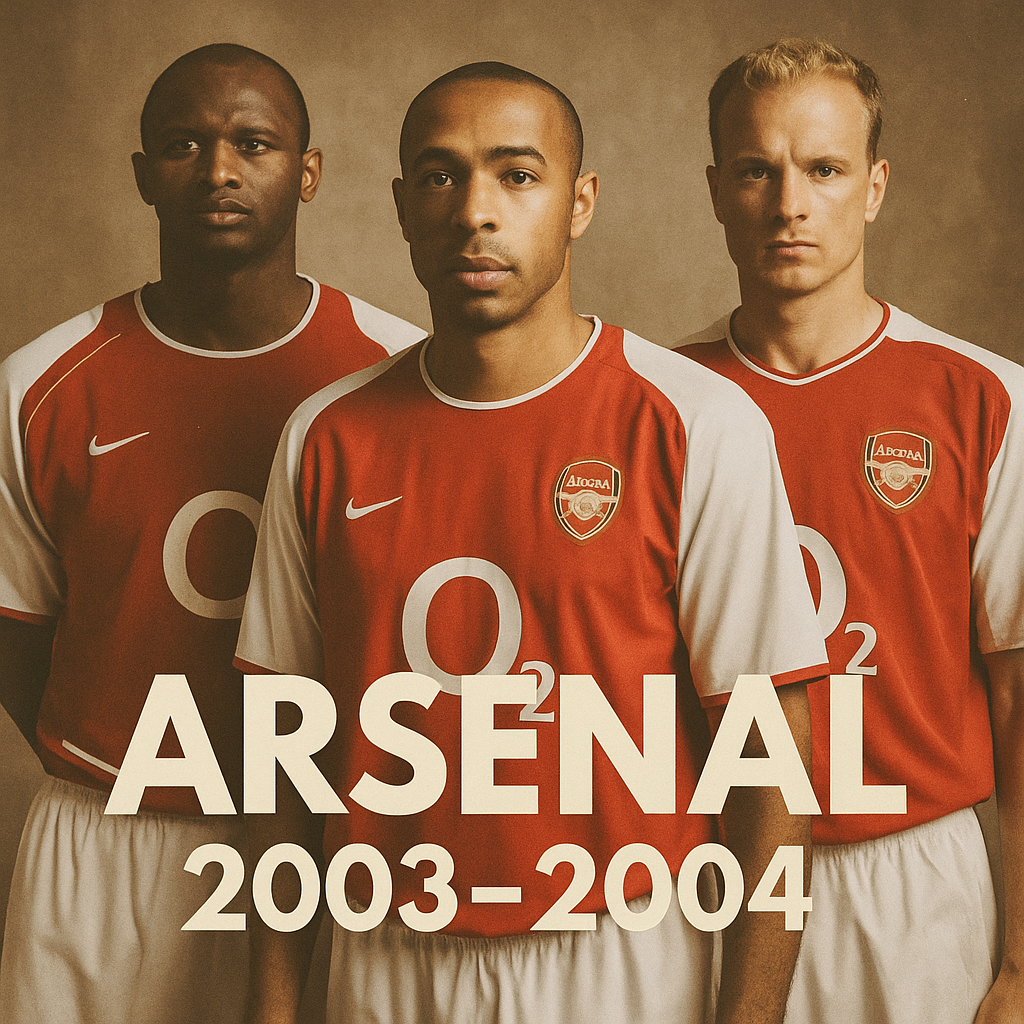 Maillot Arsenal 2003/2004 vintage – Équipe des Invincibles, sponsor O2