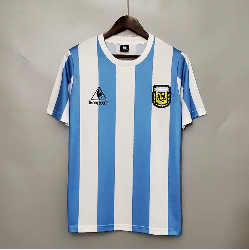 Maillot Argentine Domicile 1986 Vintage – Maradona Coupe du Monde