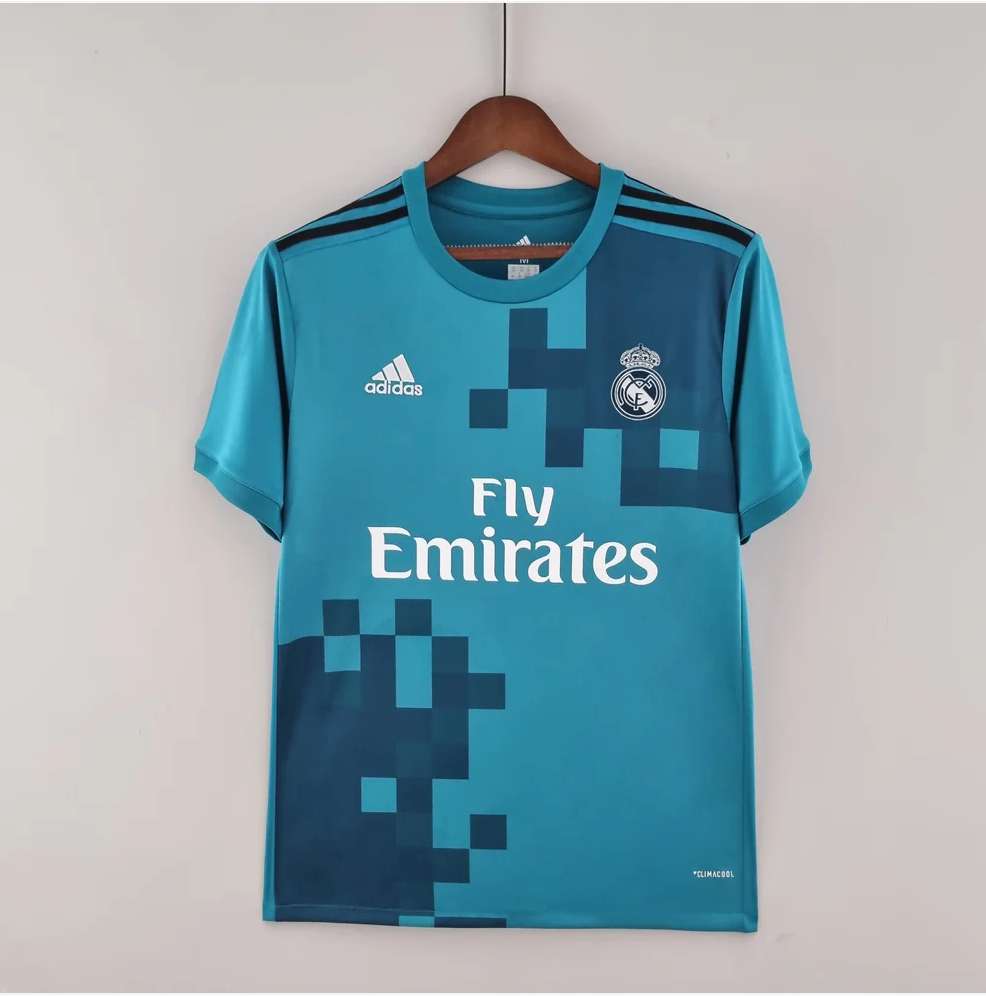 Maillot Real Madrid Third 2017/2018 Vintage – Bleu Pixel Fly Emirates