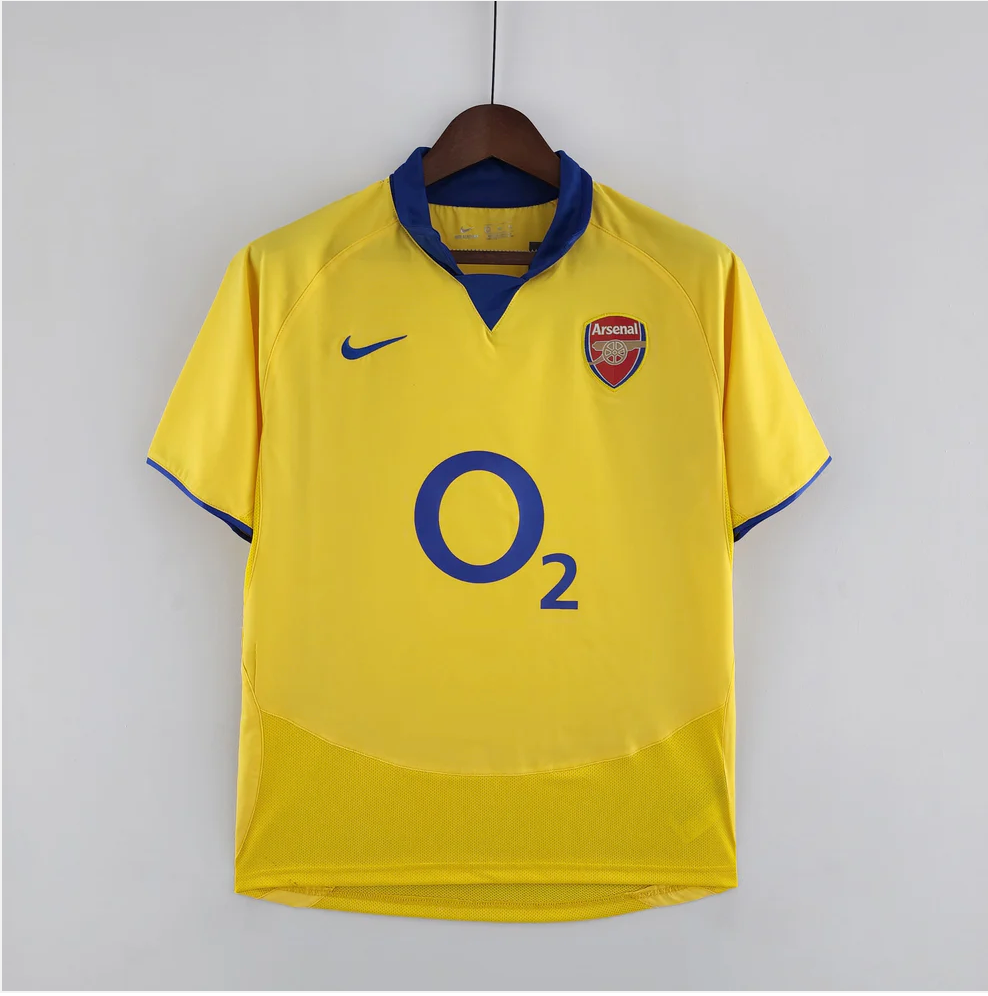 Maillot Arsenal Extérieur 2003/2004 Vintage – Jaune sponsor O2