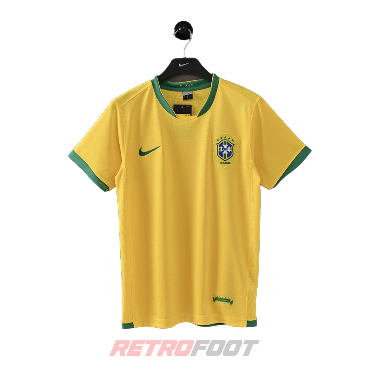 Maillot vintage Brésil 2006 domicile jaune (face)