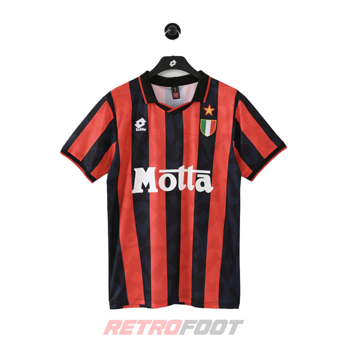 Maillot vintage AC Milan 1993/94 domicile rouge/noir (face)