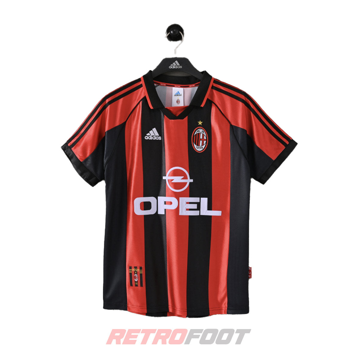 Maillot vintage AC Milan 1998/99 domicile rouge/noir (face)