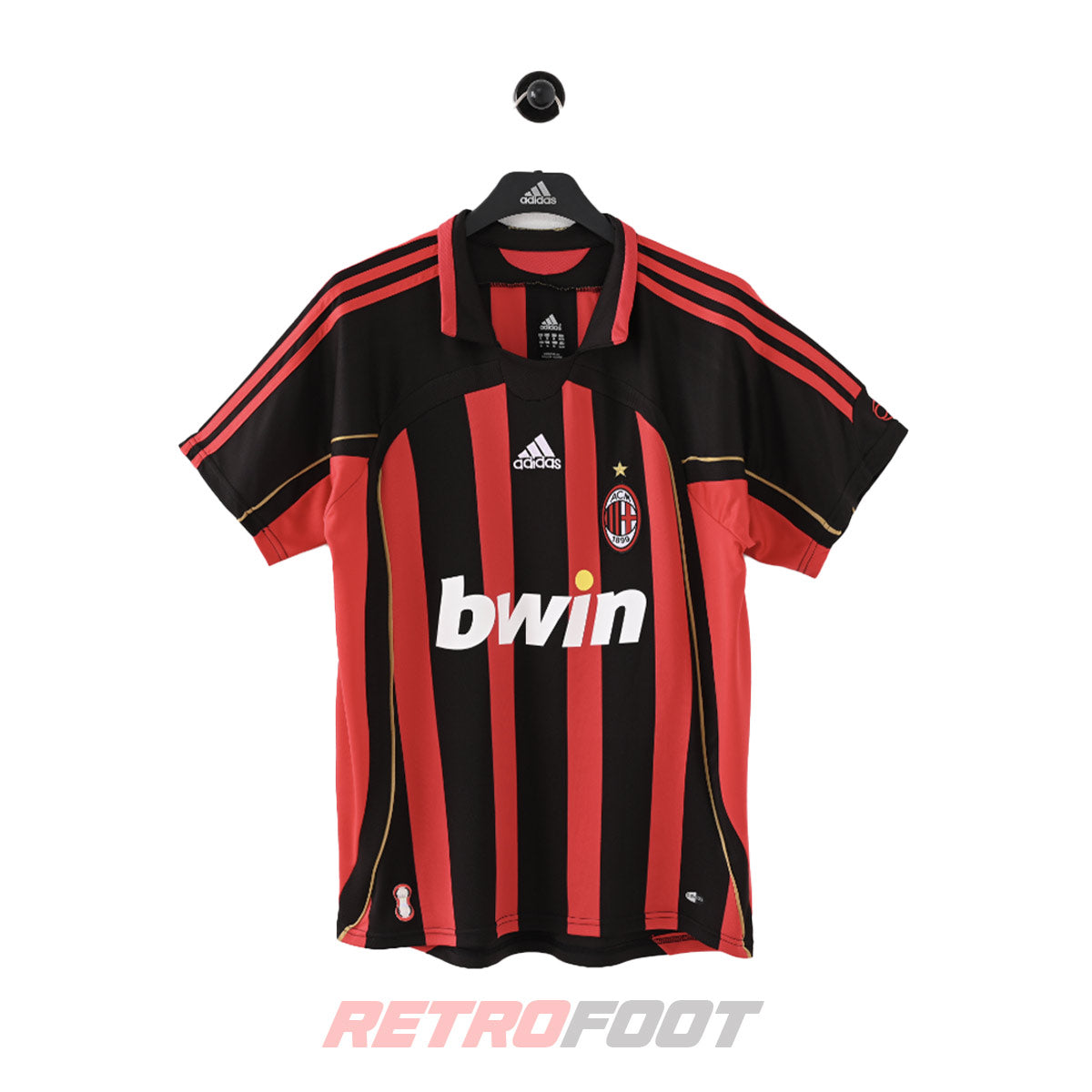 Maillot vintage AC Milan 2006/07 domicile rouge/noir (face)