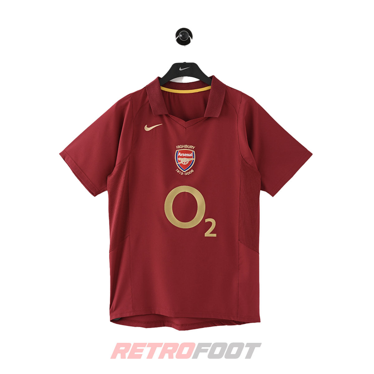 Maillot vintage Arsenal 2005/06 domicile bordeaux Highbury (face)