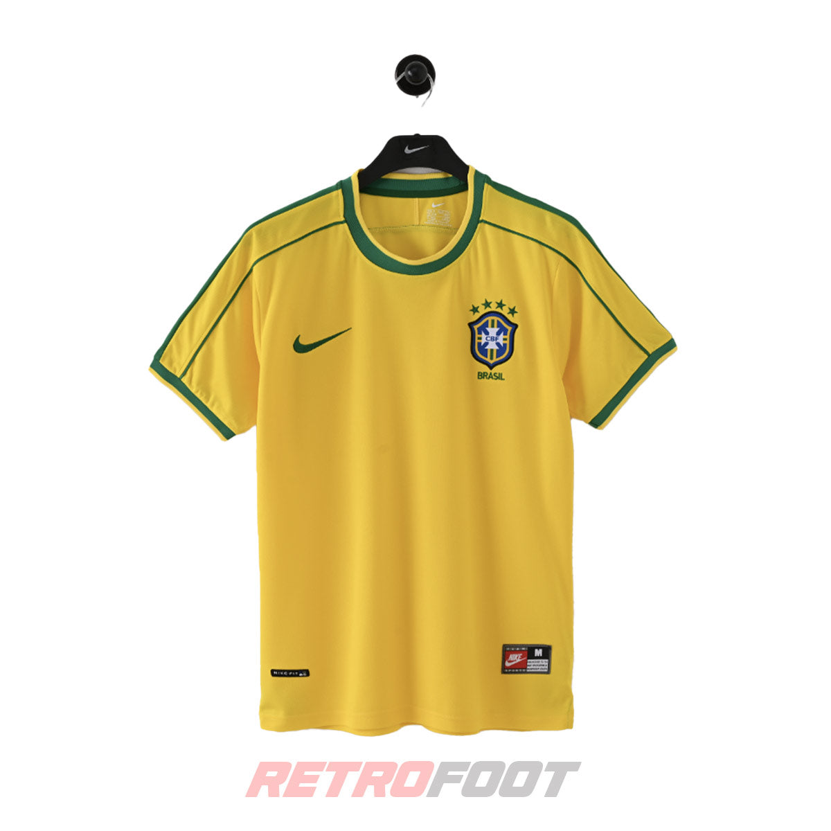 Maillot vintage Brésil 1998 domicile jaune (face)