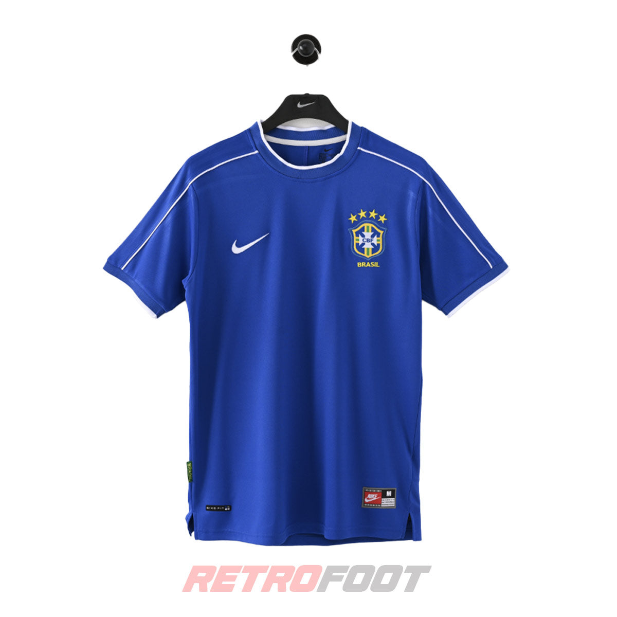 Maillot vintage Brésil 1998 extérieur bleu (face)