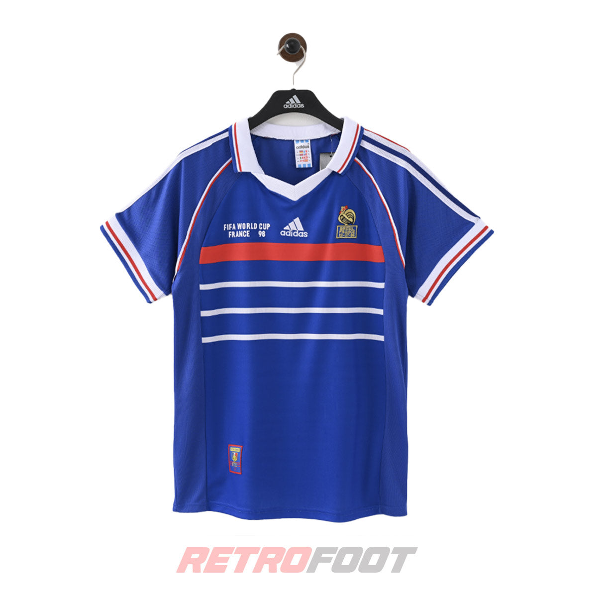 Maillot vintage France 1998 domicile bleu (face)