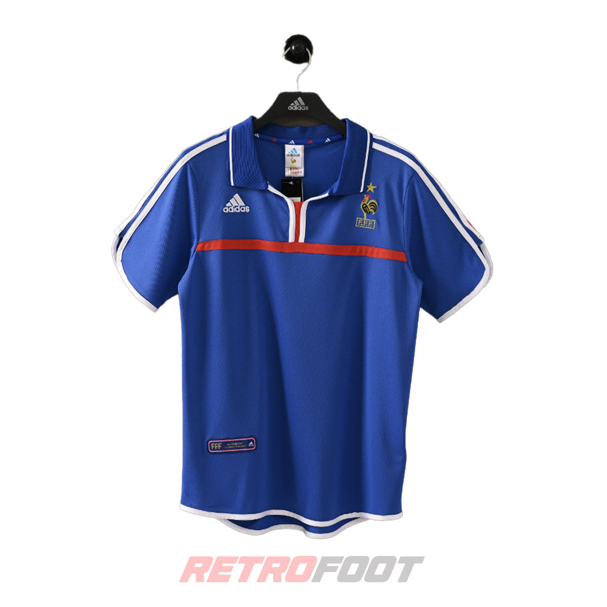 Maillot vintage France 2000 domicile bleu (face)