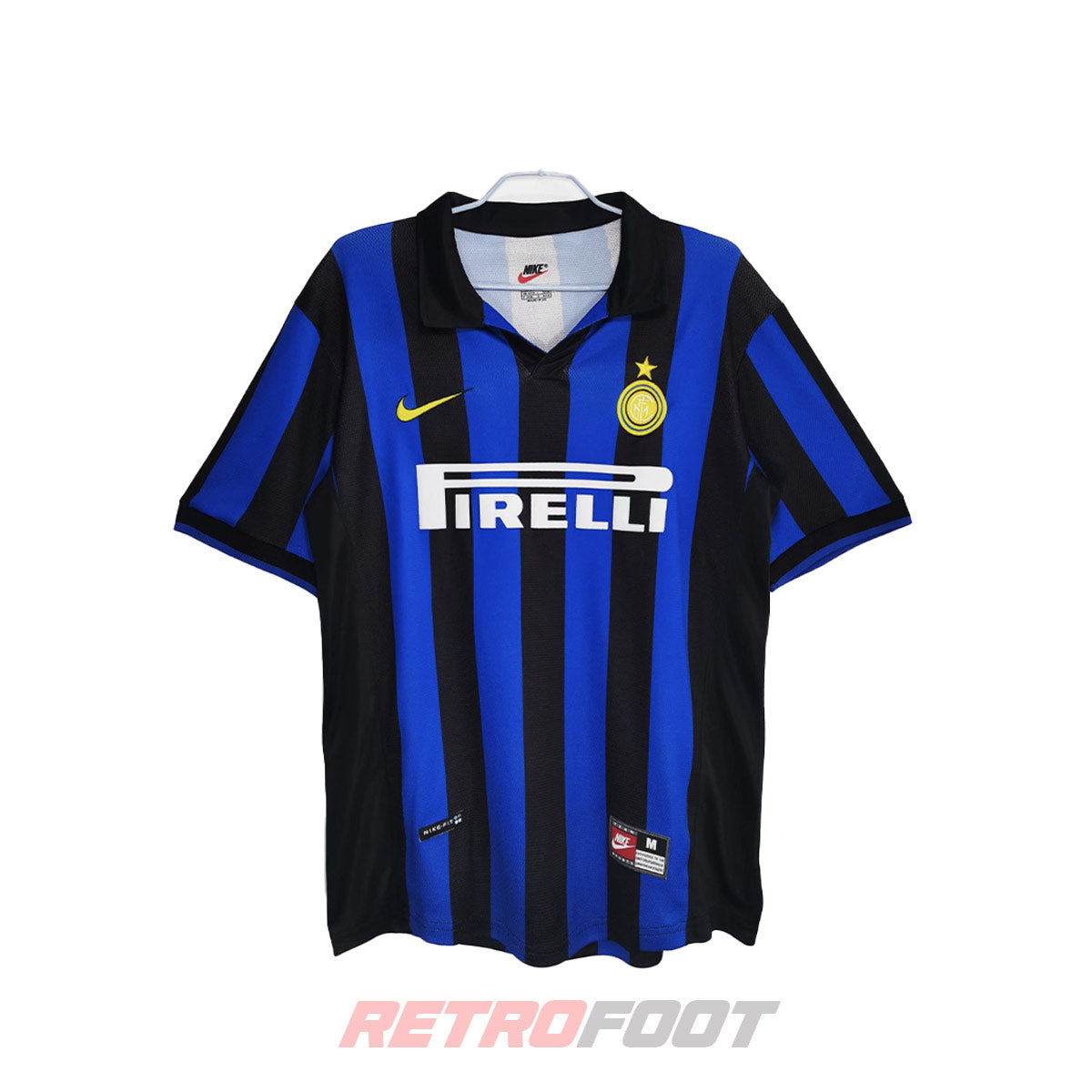 Maillot vintage Inter Milan 1998/99 domicile bleu/noir (face)